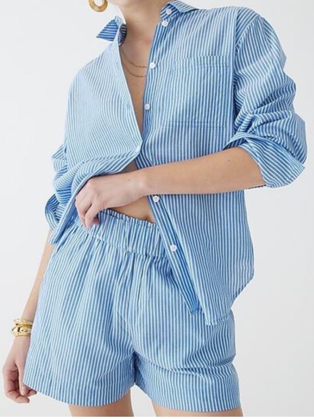 J crew pull on Blue & White Striped Shorts